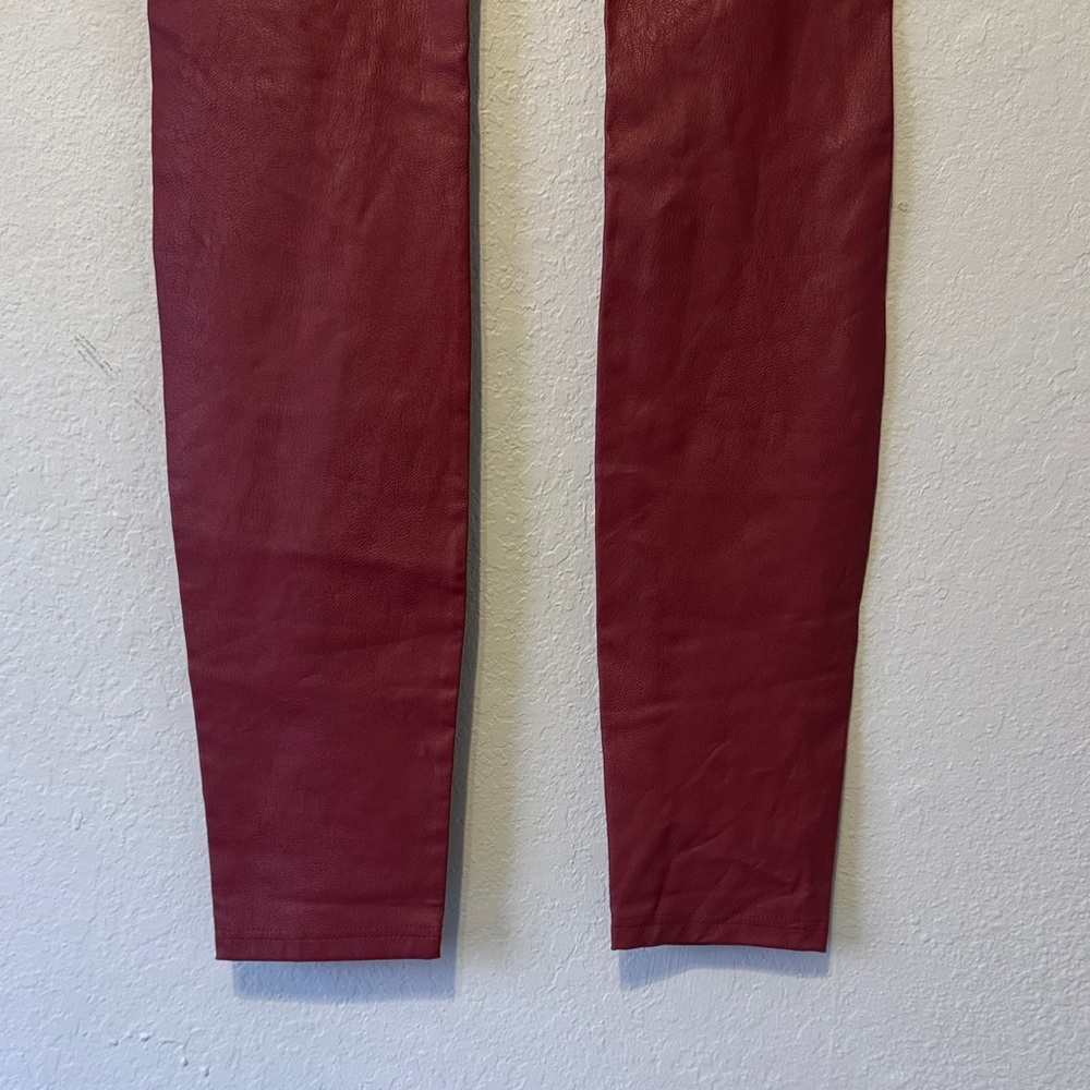 Zara Deep Red Faux Leather Leggings - Picture 4 of 7